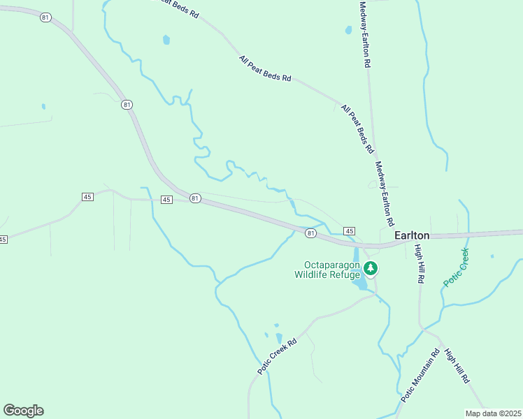 map of restaurants, bars, coffee shops, grocery stores, and more near County Road 45 in Earlton