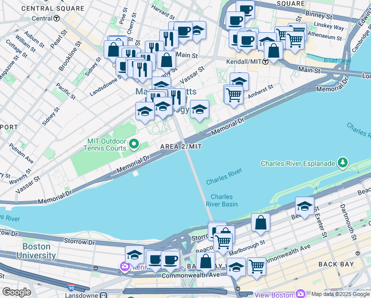 map of restaurants, bars, coffee shops, grocery stores, and more near in Cambridge