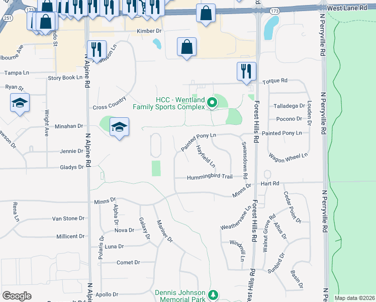 map of restaurants, bars, coffee shops, grocery stores, and more near 6595 Stallion Court in Loves Park