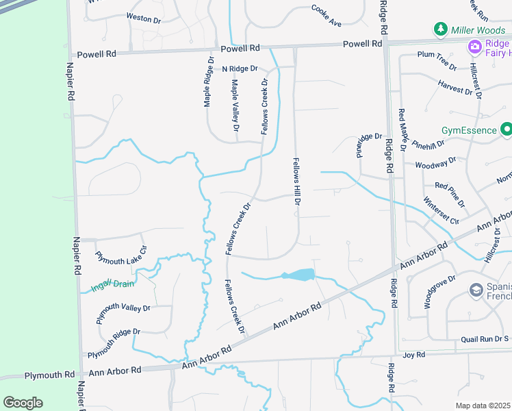 map of restaurants, bars, coffee shops, grocery stores, and more near 50425 Top of Hill Court in Plymouth