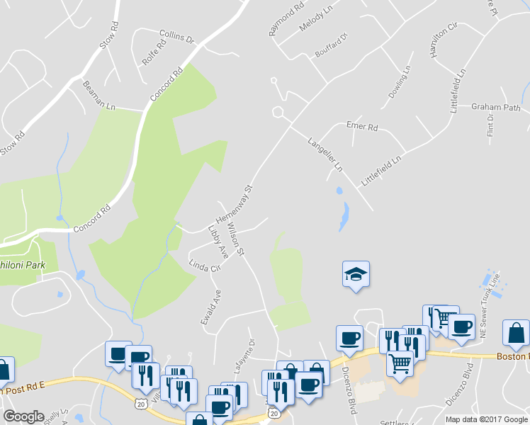 map of restaurants, bars, coffee shops, grocery stores, and more near 48 Sheridan Road in Marlborough