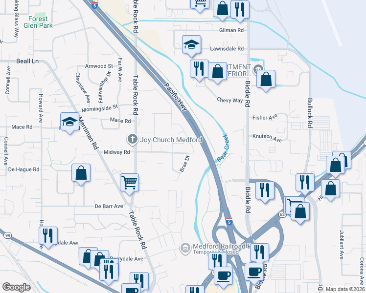 map of restaurants, bars, coffee shops, grocery stores, and more near 330 Isabel Drive in Medford