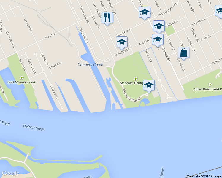 map of restaurants, bars, coffee shops, grocery stores, and more near 321 Clairpointe Street in Detroit
