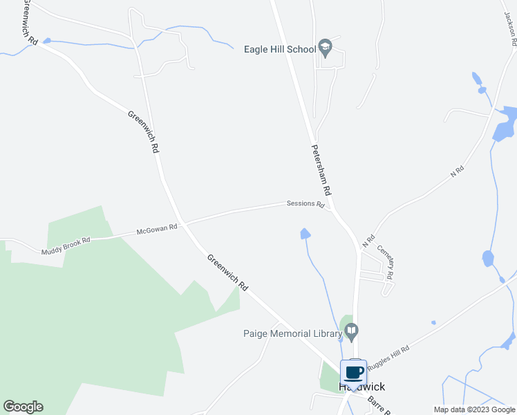 map of restaurants, bars, coffee shops, grocery stores, and more near 164 Sessions Road in Hardwick