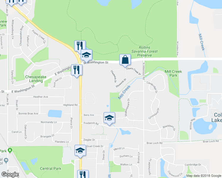 map of restaurants, bars, coffee shops, grocery stores, and more near 951 Ellsworth Drive in Grayslake