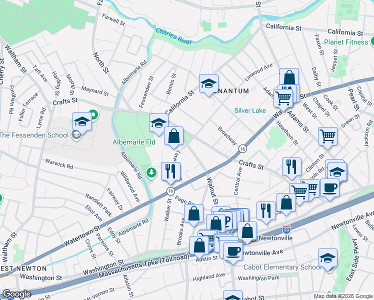 map of restaurants, bars, coffee shops, grocery stores, and more near 334 Linwood Avenue in Newton