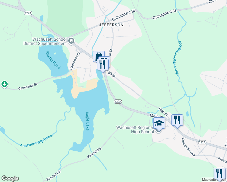 map of restaurants, bars, coffee shops, grocery stores, and more near 1575 Main Street in Holden