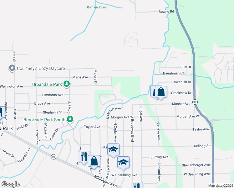 map of restaurants, bars, coffee shops, grocery stores, and more near 401 Presidential Drive in Battle Creek