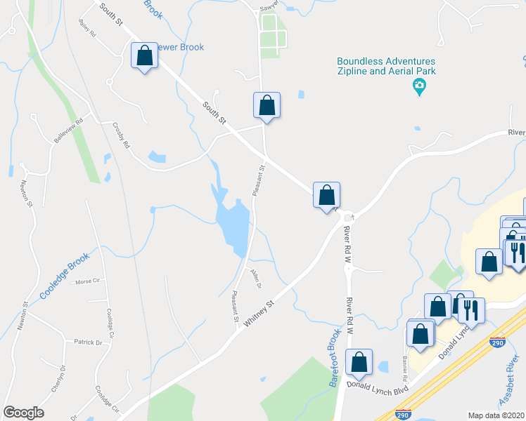 map of restaurants, bars, coffee shops, grocery stores, and more near 290 Pleasant Street in Berlin