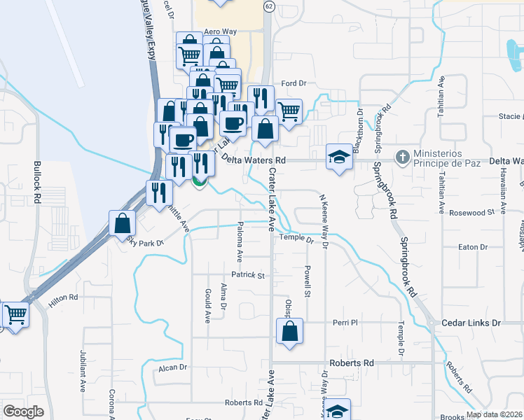 map of restaurants, bars, coffee shops, grocery stores, and more near 2000 Bradbury Street in Medford
