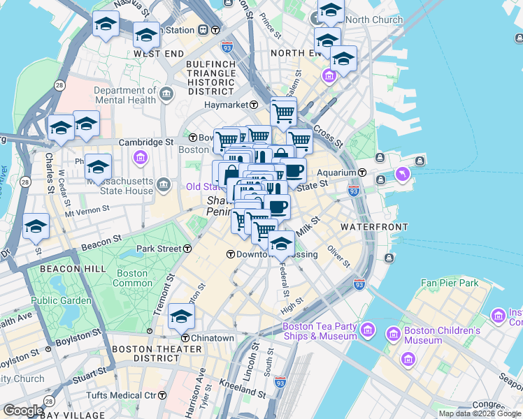 map of restaurants, bars, coffee shops, grocery stores, and more near in 
