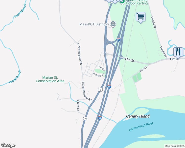 map of restaurants, bars, coffee shops, grocery stores, and more near 81 Northampton Street in Northampton