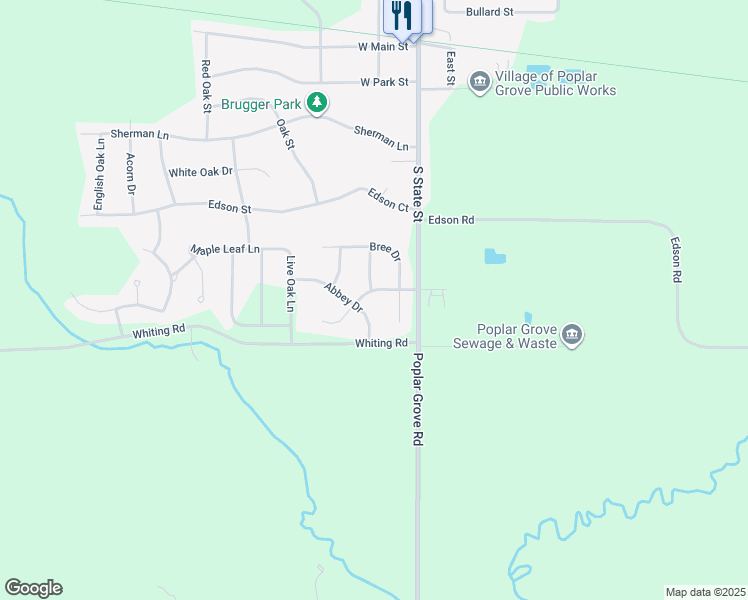 map of restaurants, bars, coffee shops, grocery stores, and more near 205 Britnie Drive in Poplar Grove