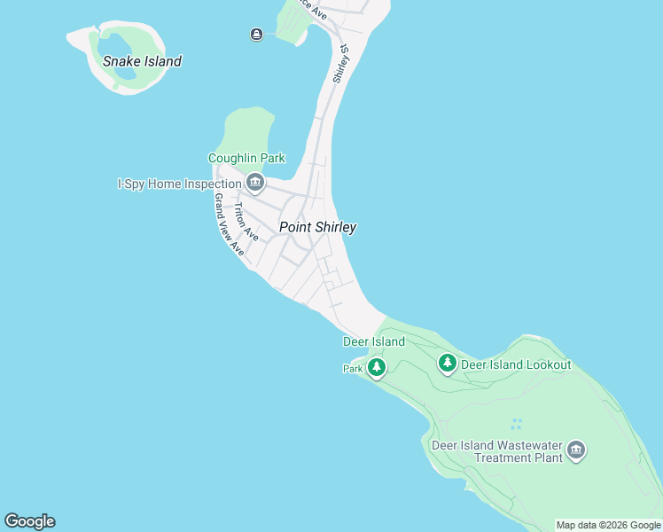 map of restaurants, bars, coffee shops, grocery stores, and more near 133 The Strand in Winthrop