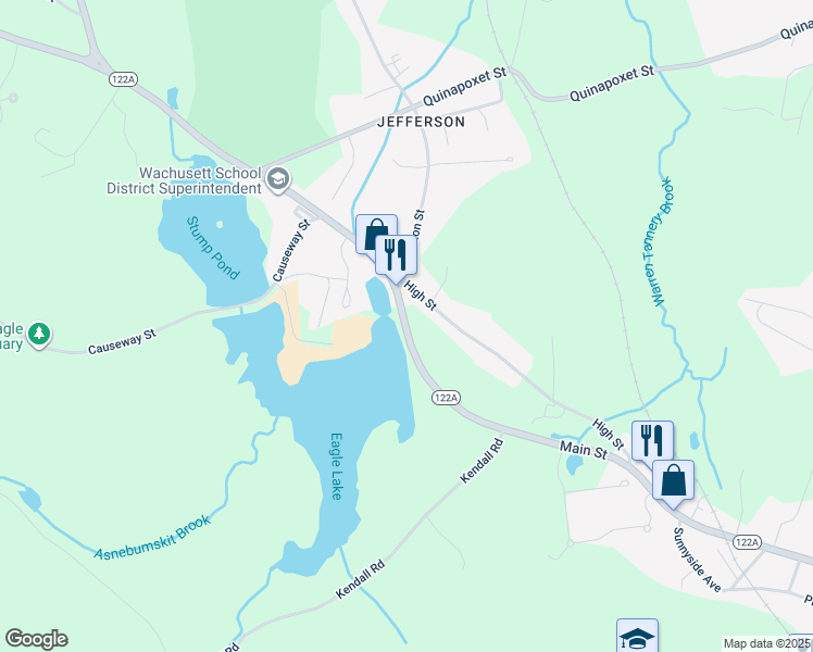 map of restaurants, bars, coffee shops, grocery stores, and more near 1594 Main Street in Holden