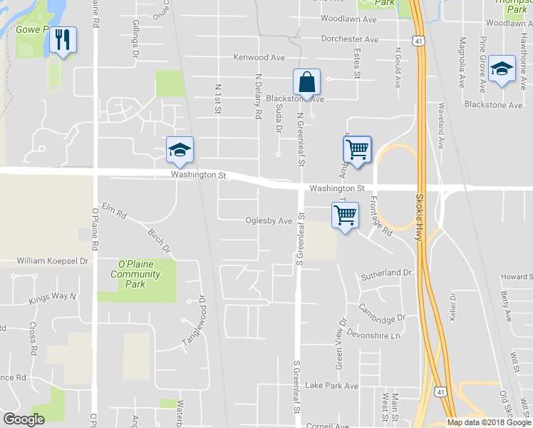 map of restaurants, bars, coffee shops, grocery stores, and more near 79 South Delany Road in Gurnee