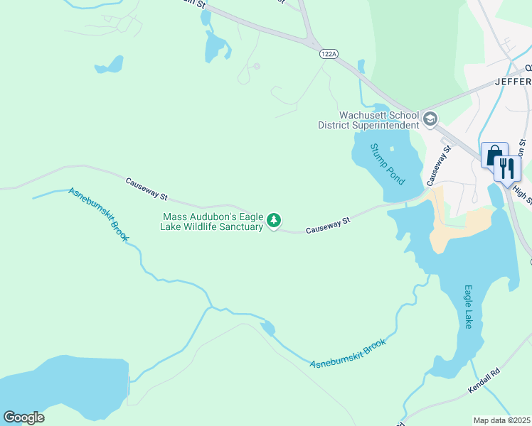 map of restaurants, bars, coffee shops, grocery stores, and more near 265 Causeway Street in Holden