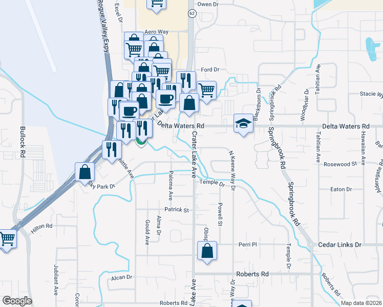 map of restaurants, bars, coffee shops, grocery stores, and more near 2000 Bradbury Street in Medford