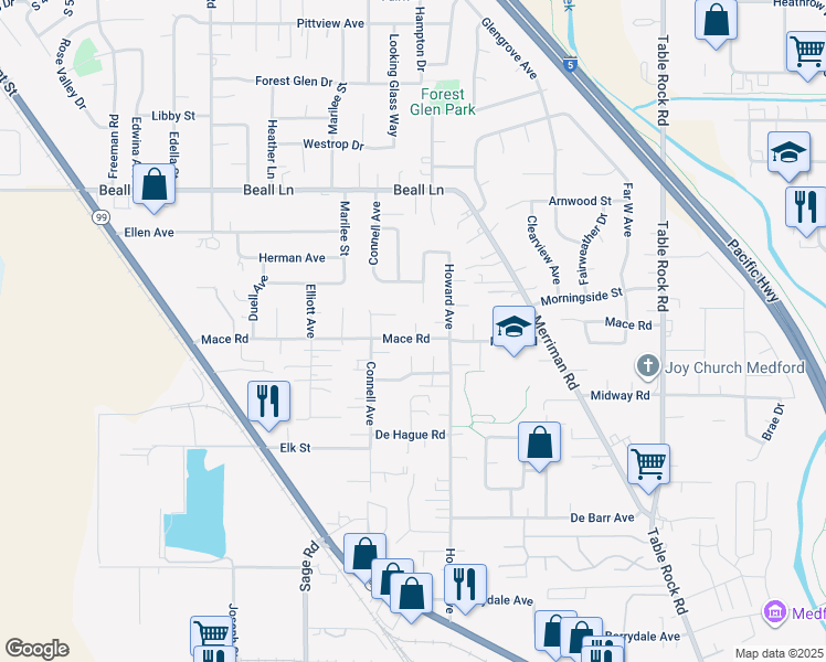 map of restaurants, bars, coffee shops, grocery stores, and more near 161 Mace Rd in Medford