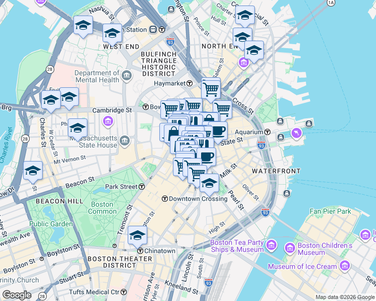 map of restaurants, bars, coffee shops, grocery stores, and more near in 