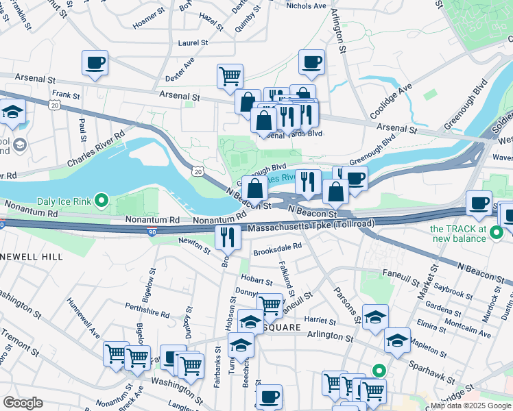 map of restaurants, bars, coffee shops, grocery stores, and more near in 