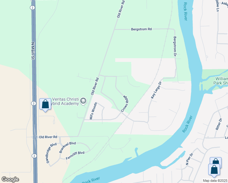 map of restaurants, bars, coffee shops, grocery stores, and more near 6816 Crown Ridge in Rockford