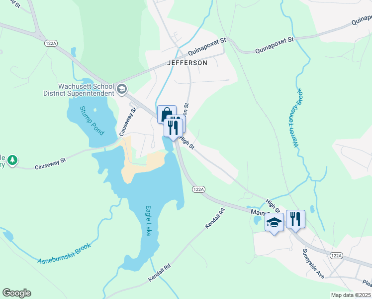 map of restaurants, bars, coffee shops, grocery stores, and more near 1594 Main Street in Holden