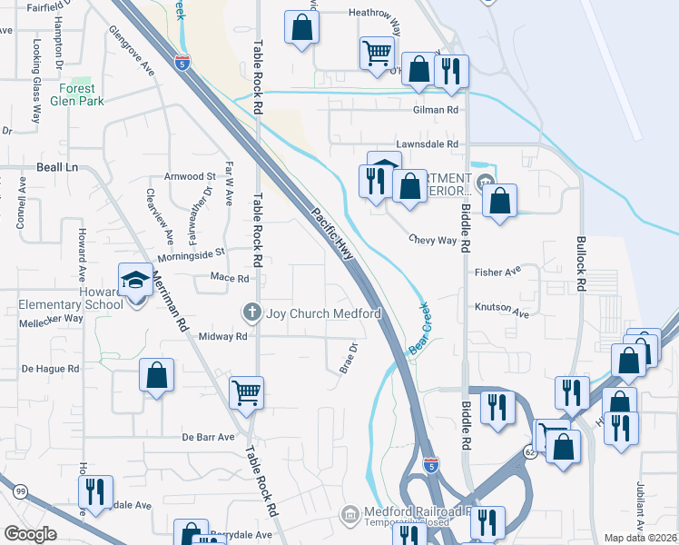 map of restaurants, bars, coffee shops, grocery stores, and more near 209 Reanna Way in Medford