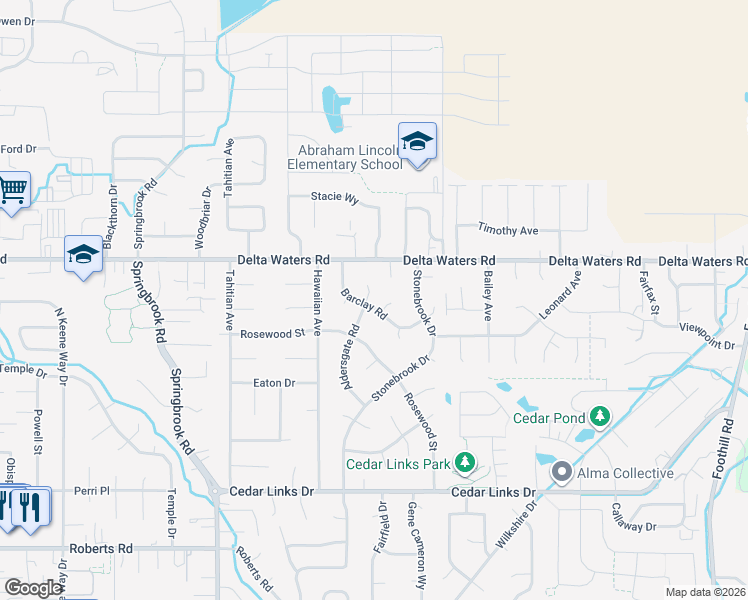 map of restaurants, bars, coffee shops, grocery stores, and more near 2894 Aldersgate Road in Medford