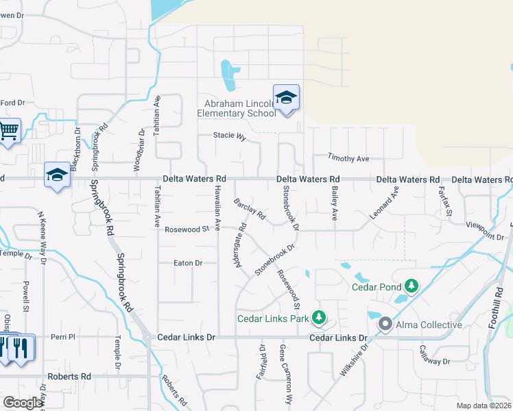 map of restaurants, bars, coffee shops, grocery stores, and more near 2894 Aldersgate Road in Medford