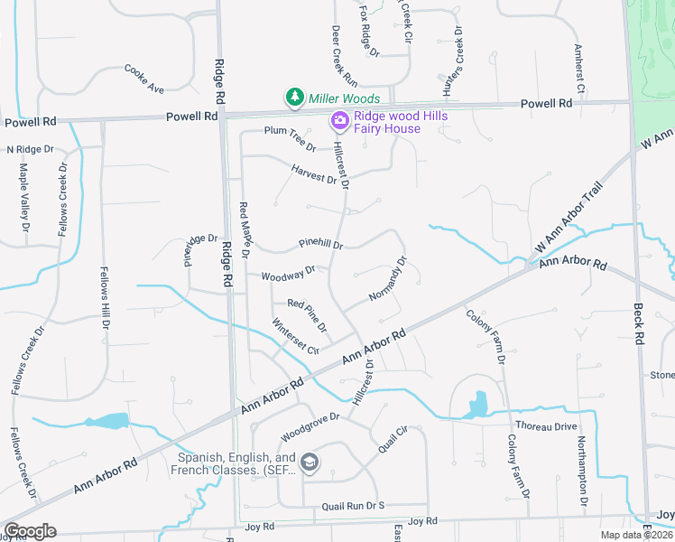map of restaurants, bars, coffee shops, grocery stores, and more near 9872 Hillcrest Drive in Plymouth