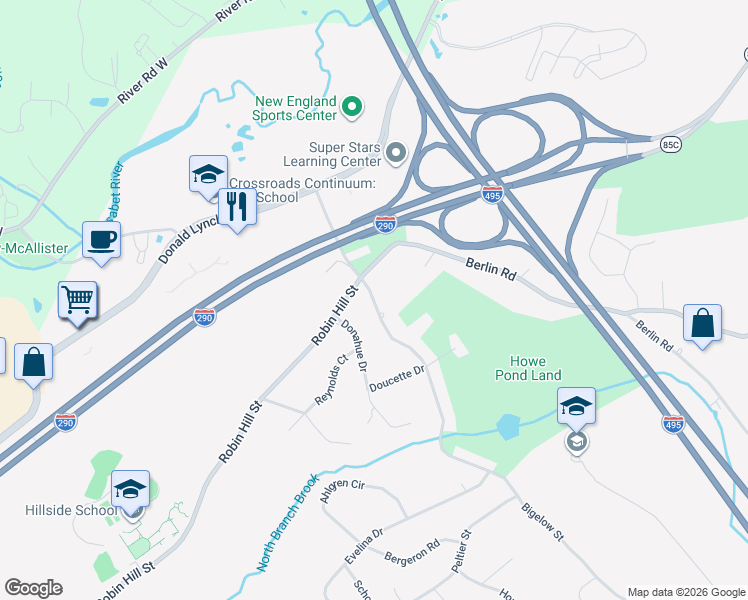 map of restaurants, bars, coffee shops, grocery stores, and more near 536 Bigelow Street in Marlborough