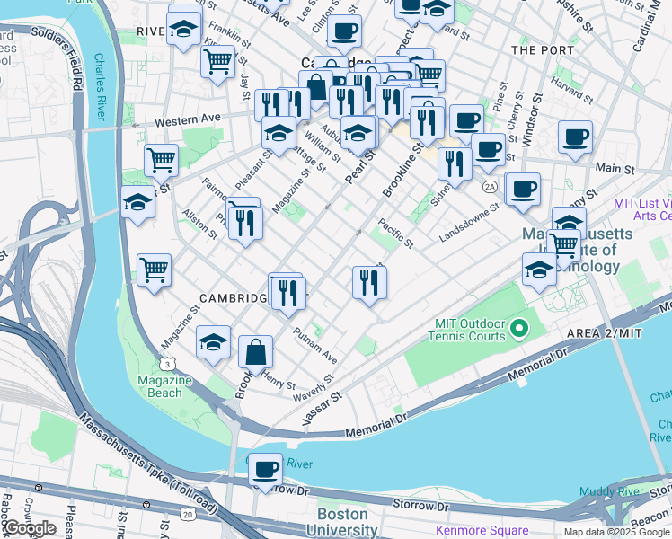 map of restaurants, bars, coffee shops, grocery stores, and more near 41 Speridakis Terrace in Cambridge