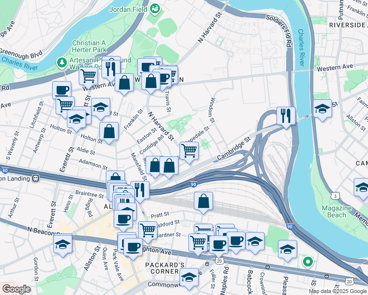 map of restaurants, bars, coffee shops, grocery stores, and more near in 