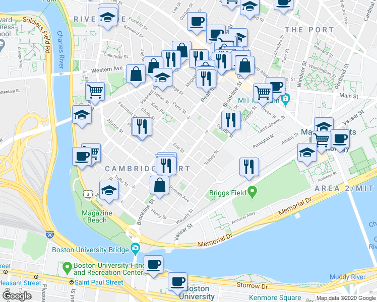 map of restaurants, bars, coffee shops, grocery stores, and more near 41 Speridakis Terrace in Cambridge