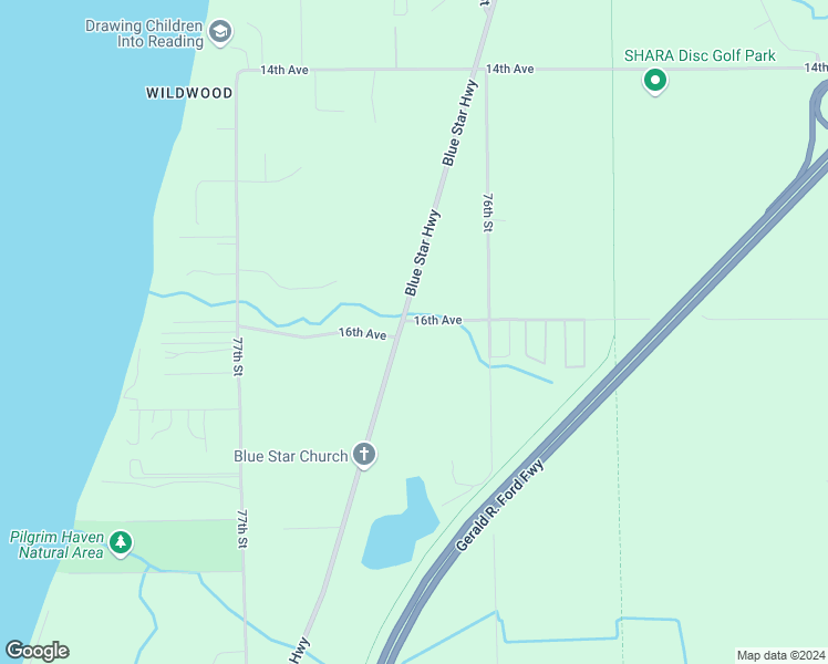map of restaurants, bars, coffee shops, grocery stores, and more near 16057 Blue Star Memorial Highway in South Haven