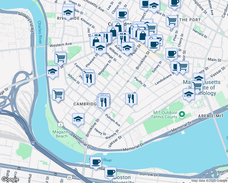 map of restaurants, bars, coffee shops, grocery stores, and more near 41 Speridakis Terrace in Cambridge