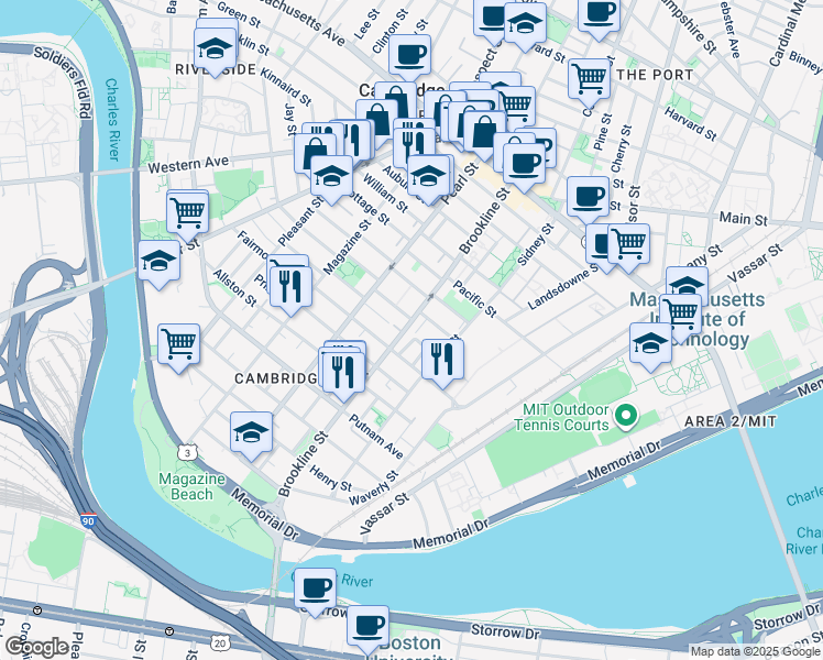 map of restaurants, bars, coffee shops, grocery stores, and more near 41 Speridakis Terrace in Cambridge