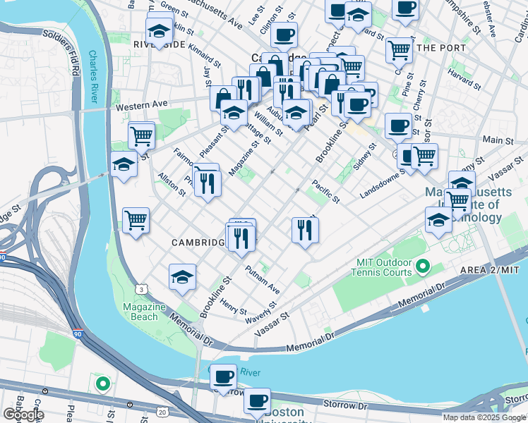 map of restaurants, bars, coffee shops, grocery stores, and more near 41 Speridakis Terrace in Cambridge