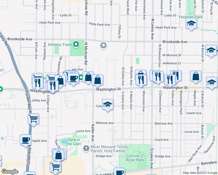 map of restaurants, bars, coffee shops, grocery stores, and more near 10 North Sumac Avenue in Waukegan