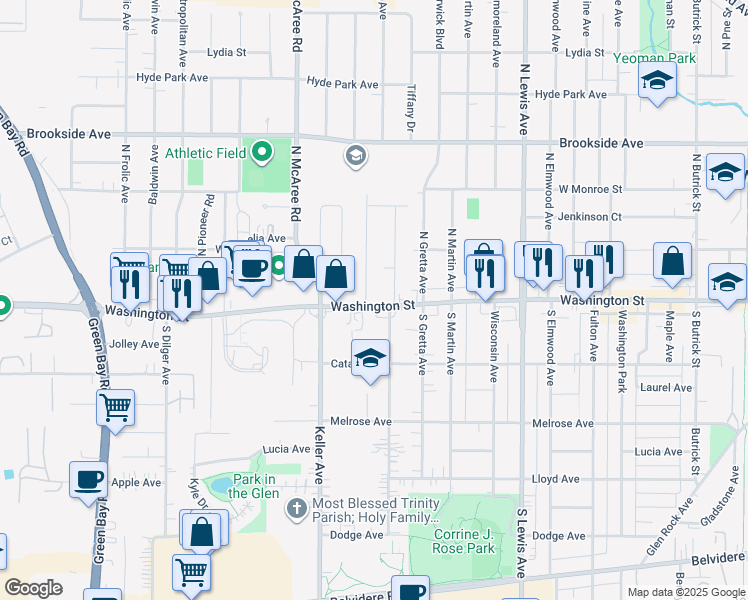 map of restaurants, bars, coffee shops, grocery stores, and more near 10 North Sumac Avenue in Waukegan