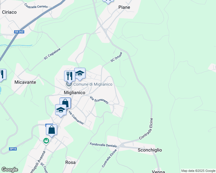 map of restaurants, bars, coffee shops, grocery stores, and more near 12 Via D. Alighieri in Miglianico