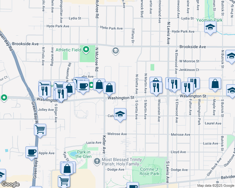 map of restaurants, bars, coffee shops, grocery stores, and more near 10 North Sumac Avenue in Waukegan