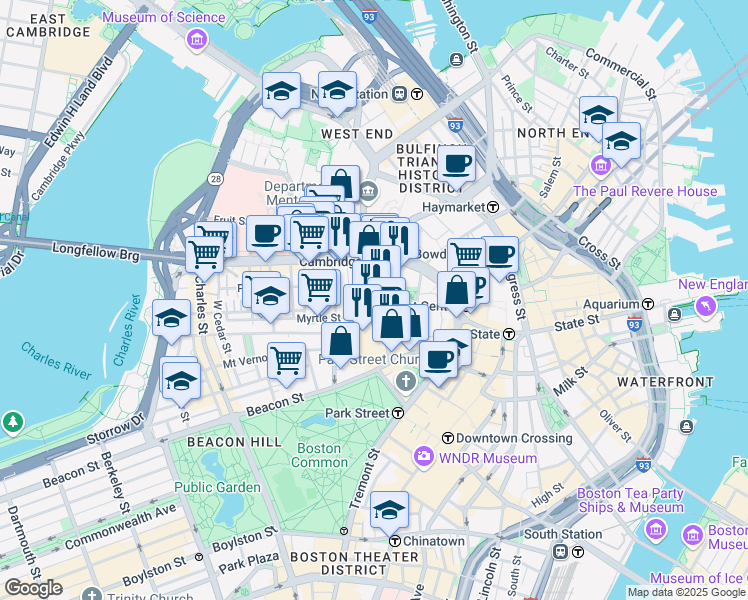 map of restaurants, bars, coffee shops, grocery stores, and more near 30 Ridgeway Lane in Boston