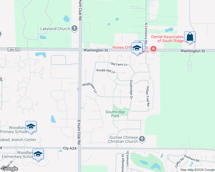 map of restaurants, bars, coffee shops, grocery stores, and more near 238 Hill 'N Dale Court in Gurnee