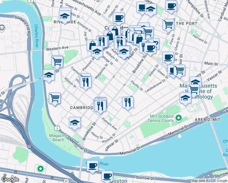map of restaurants, bars, coffee shops, grocery stores, and more near 41 Speridakis Terrace in Cambridge