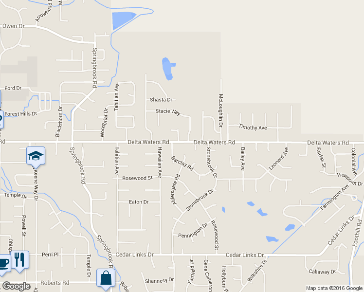 map of restaurants, bars, coffee shops, grocery stores, and more near 2966 Delta Waters Road in Medford