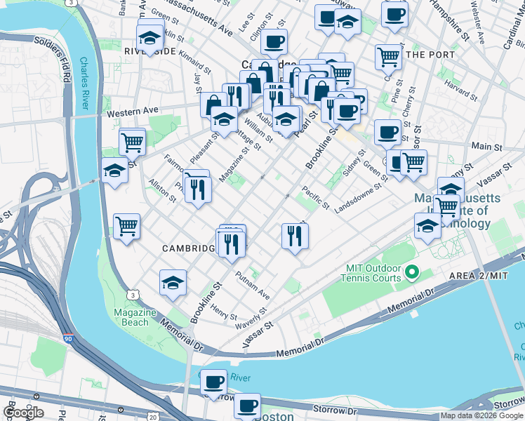 map of restaurants, bars, coffee shops, grocery stores, and more near 41 Speridakis Terrace in Cambridge