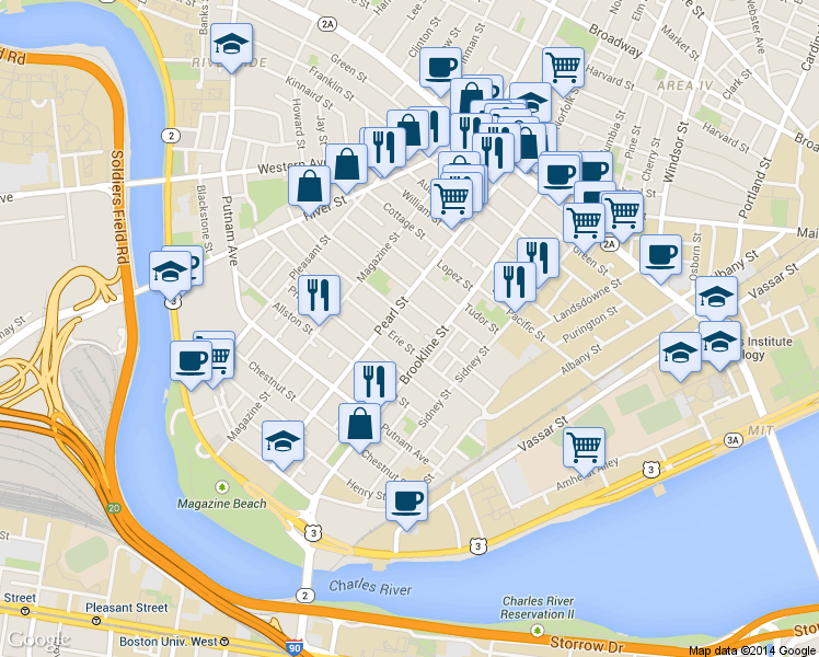 map of restaurants, bars, coffee shops, grocery stores, and more near 41 Speridakis Terrace in Cambridge