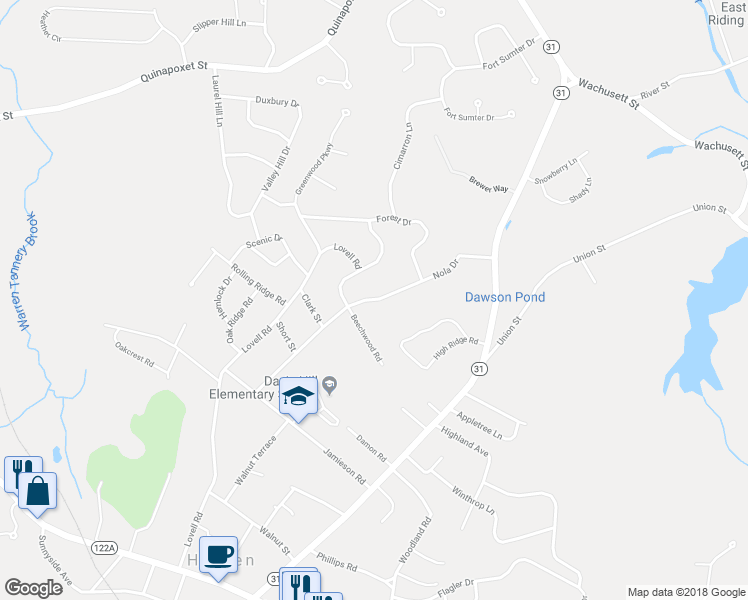 map of restaurants, bars, coffee shops, grocery stores, and more near 84 Nola Drive in Holden